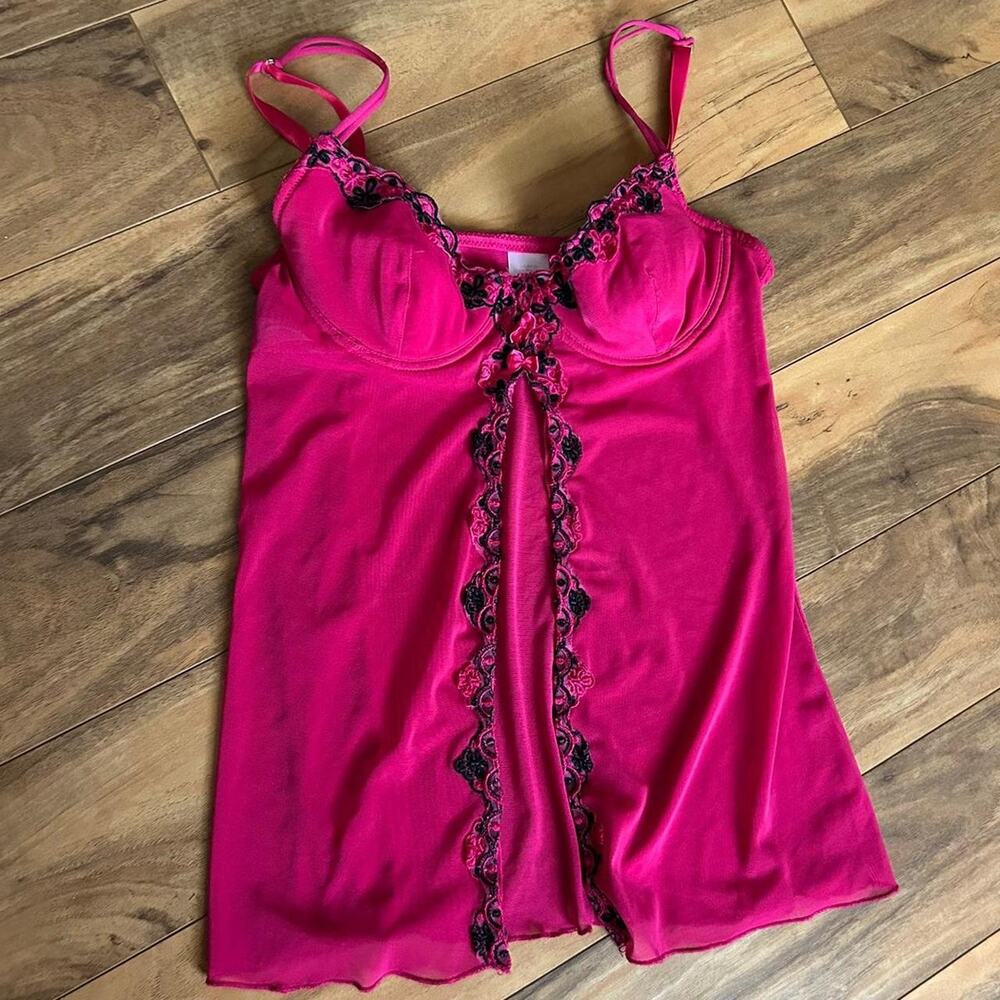 Hot pink lace babydoll summer
